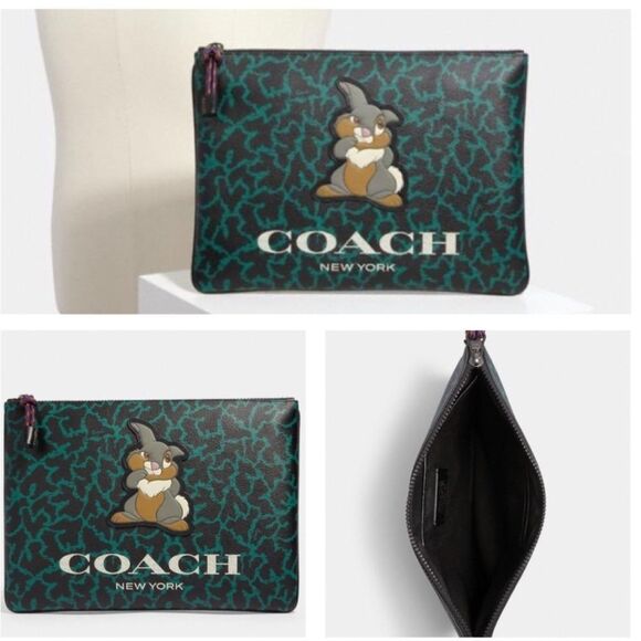 Coach Disney Thumper Animal Print Large Zippered Sleeve IPad Pouch Bag NWT - Picture 1 of 14